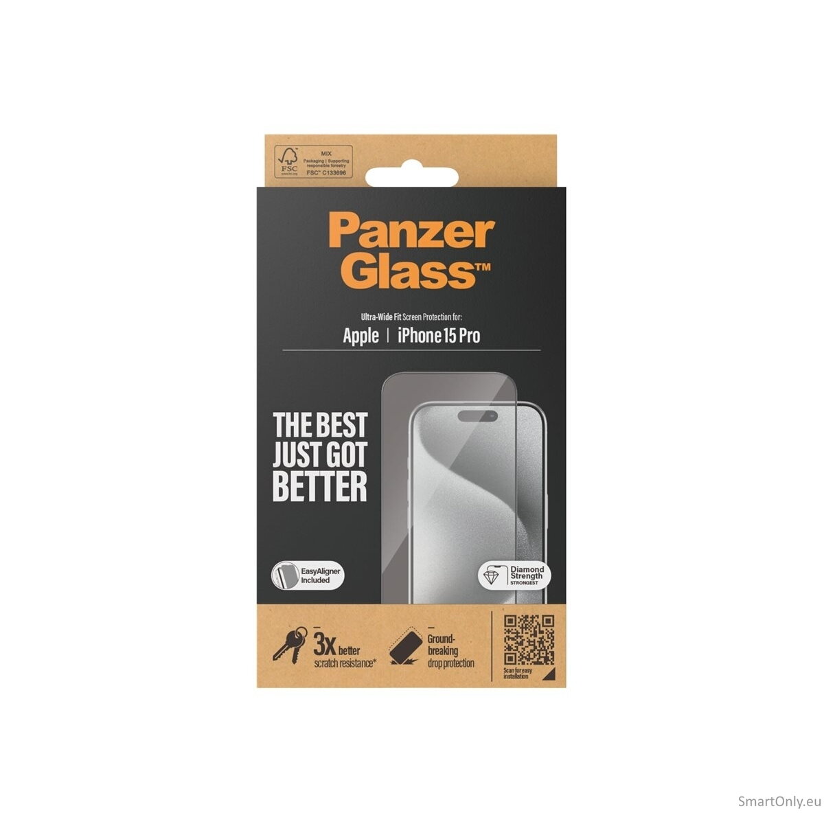 PanzerGlass Screen protector, Apple, iPhone 15 Pro, Glass, Clear, Ultra-Wide Fit 7 PanzerGlass Screen protector, Apple, iPhone 15 Pro, Glass, Clear, Ultra-Wide Fit 7