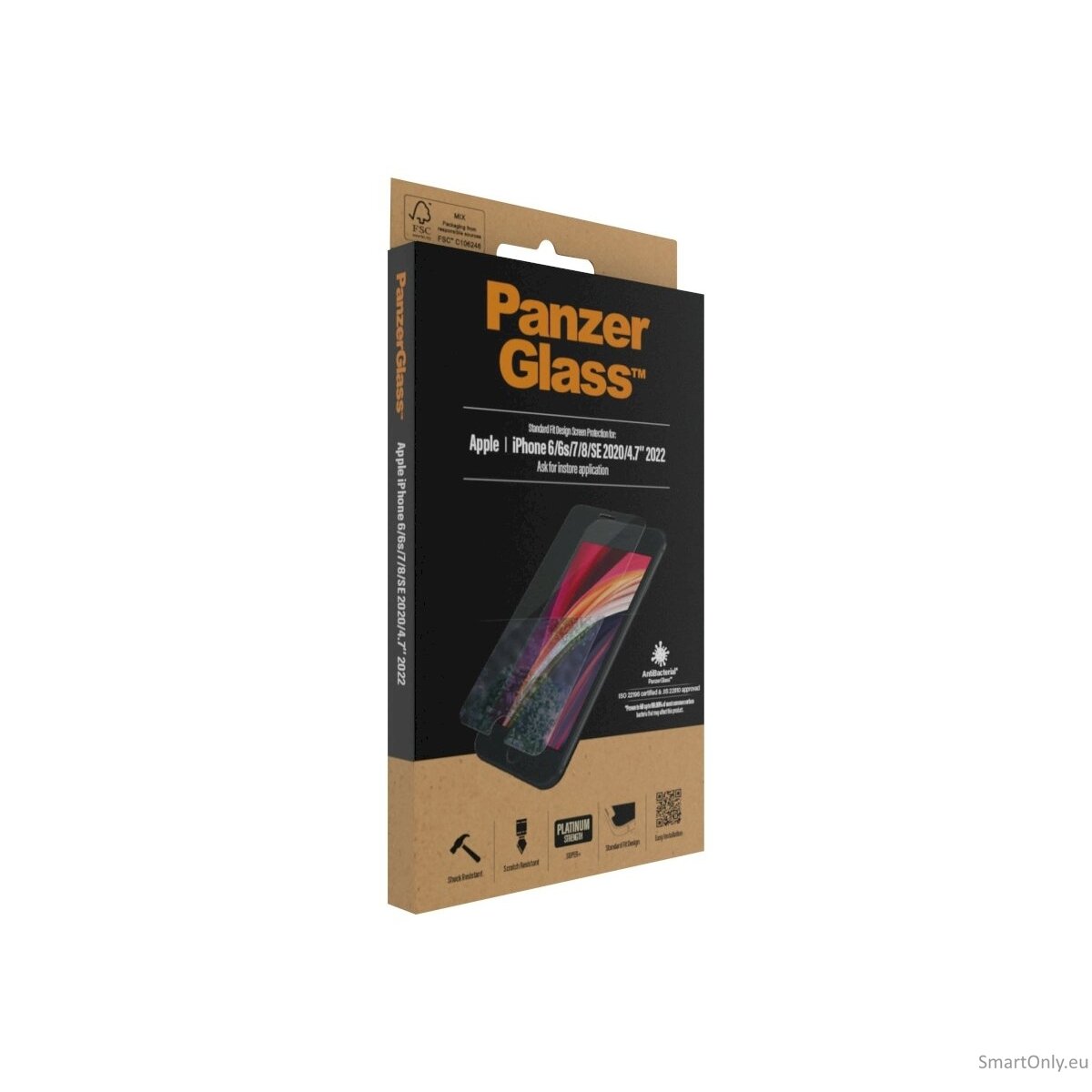 PanzerGlass Screen Protector, Iphone 6/6s/7/8/SE (2020), Glass, Crystal Clear, Rounded edges 5