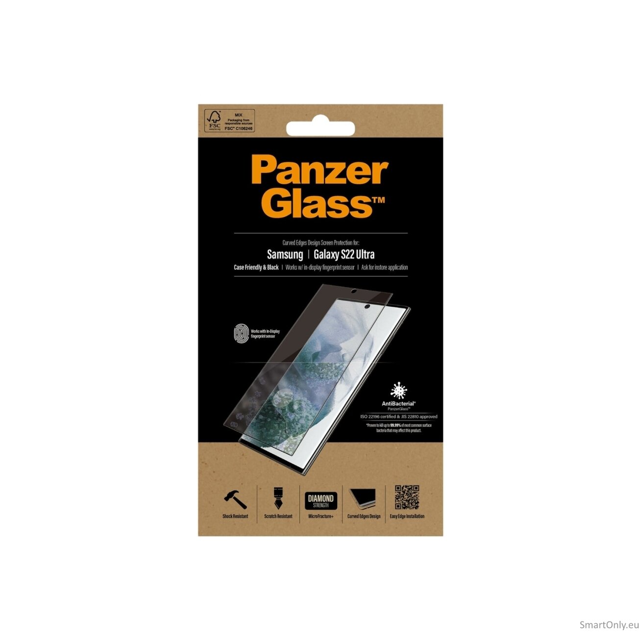 PanzerGlass Samsung, Galaxy S22 Ultra, Tempered glass, Black,  Screen Protector 16
