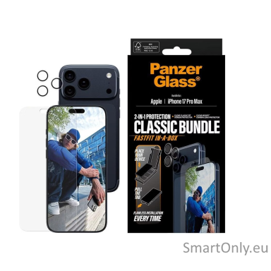 PanzerGlass 2-in-1 Classic Bundle | Screen Protector/Lens protector | Apple | iPhone 17 Pro Max | Transparent PanzerGlass 2-in-1 Classic Bundle | Screen Protector/Lens protector | Apple | iPhone 17 Pro Max | Transparent