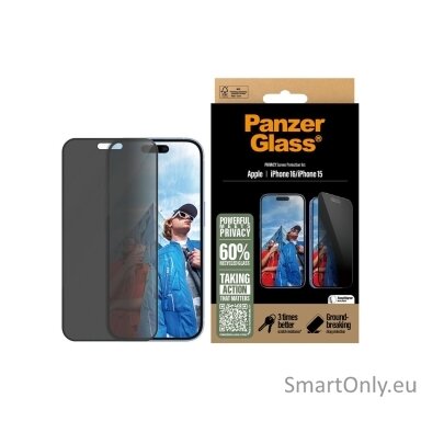 PanzerGlass Privacy  Screen Protector iPhone 16 / iPhone 15 | Ultra-Wide Fit | PanzerGlass
