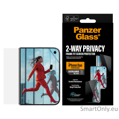 PanzerGlass Privacy w. EasyAligner | Screen protector | Apple | iPhone Duo | Glass | Transparent