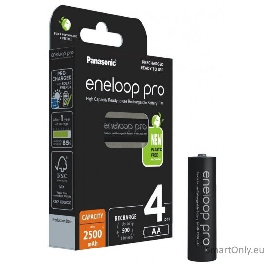 Panasonic Eneloop Pro AA 2500mAh 4BL įkraunamos baterijos 4 vnt. 2