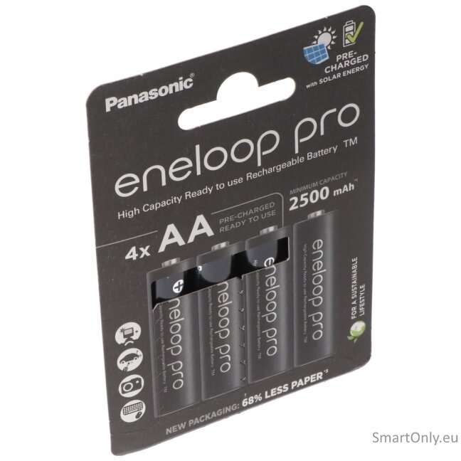 Panasonic Eneloop Pro AA 2500mAh 4BL įkraunamos baterijos 4 vnt. Panasonic Eneloop Pro AA 2500mAh 4BL įkraunamos baterijos 4 vnt.