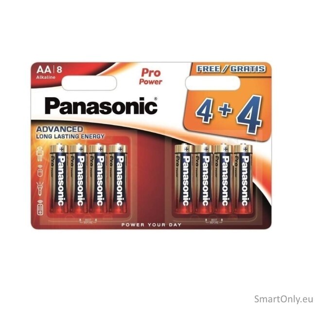 Panasonic LR6 AA Pro Power šarminės baterijos 8 vnt. Panasonic LR6 AA Pro Power šarminės baterijos 8 vnt.