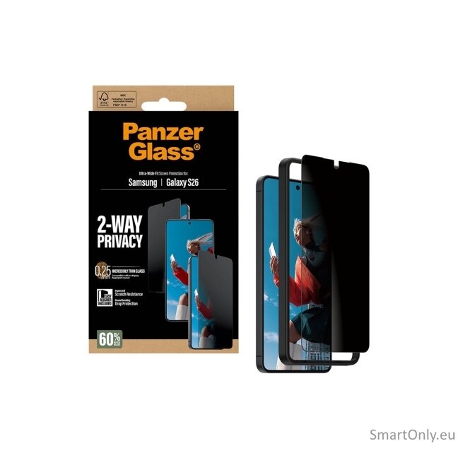 PanzerGlass 2-Way Privacy Screen Protector Samsung New Galaxy S26 | Ultra-Wide Fit w. EasyAligner | PanzerGlass 2