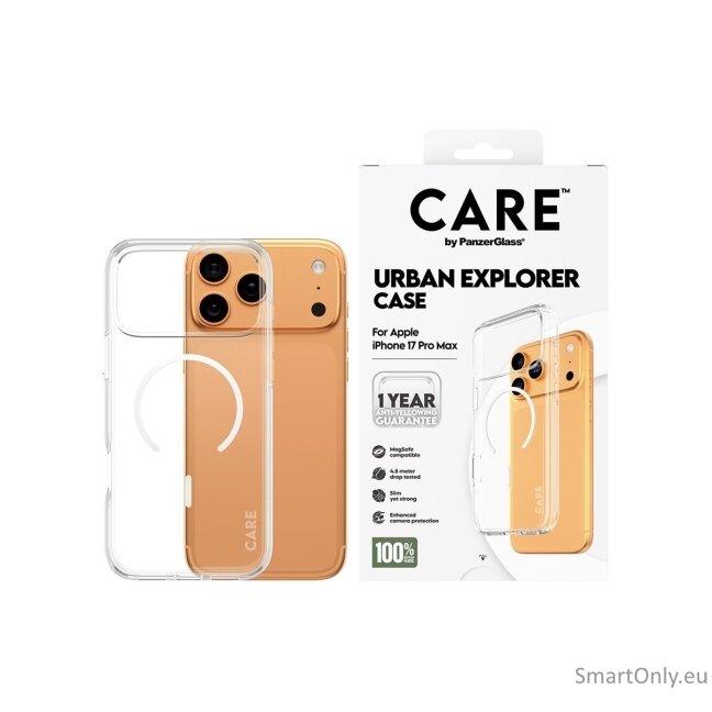 PanzerGlass Flagship Case | Back cover | Apple | iPhone 17 Pro Max | Recycled plastic | Transparent | Urban Explorer w. White MagSafe 6 PanzerGlass Flagship Case | Back cover | Apple | iPhone 17 Pro Max | Recycled plastic | Transparent | Urban Explorer w. White MagSafe 6