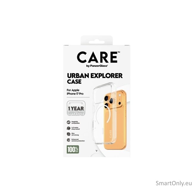 PanzerGlass Flagship Case | Back cover | Apple | iPhone 17 Pro | Recycled plastic | Transparent | Urban Explorer w. White MagSafe 8 PanzerGlass Flagship Case | Back cover | Apple | iPhone 17 Pro | Recycled plastic | Transparent | Urban Explorer w. White MagSafe 8