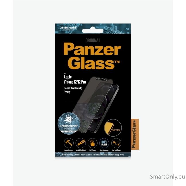 PanzerGlass For iPhone 12/12 Pro, Glass, Black, Clear Screen Protector, 6.1 " 2 PanzerGlass For iPhone 12/12 Pro, Glass, Black, Clear Screen Protector, 6.1 " 2