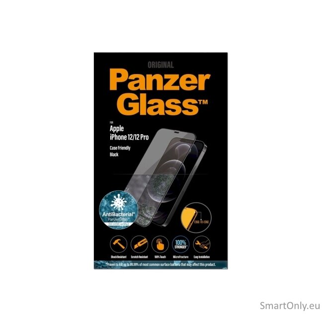 PanzerGlass For iPhone 12/12 Pro, Glass, Black, Clear Screen Protector, 6.1 " 7 PanzerGlass For iPhone 12/12 Pro, Glass, Black, Clear Screen Protector, 6.1 " 7