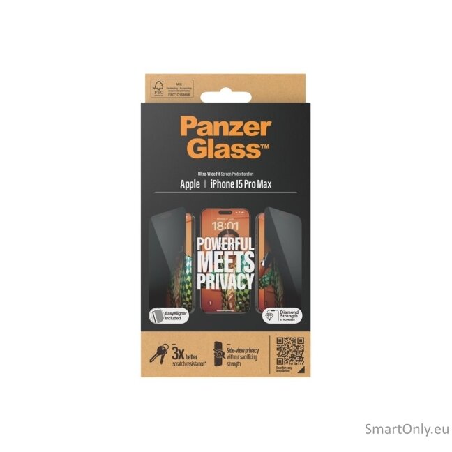 PanzerGlass Privacy Screen Protector iPhone 15 Pro Max, Ultra-Wide Fit W. Easyaligner 4 PanzerGlass Privacy Screen Protector iPhone 15 Pro Max, Ultra-Wide Fit W. Easyaligner 4
