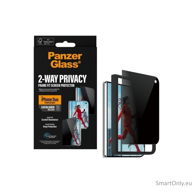 PanzerGlass Privacy w. EasyAligner | Screen protector | Apple | iPhone Duo | Glass | Transparent 6