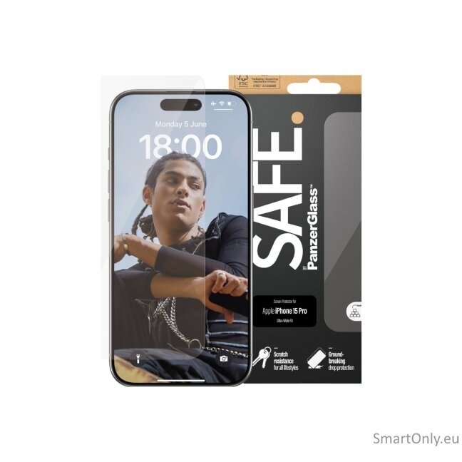 PanzerGlass SAFE. Screen Protector Iphone15 PRO Ultra-Wide Fit PanzerGlass 5 PanzerGlass SAFE. Screen Protector Iphone15 PRO Ultra-Wide Fit PanzerGlass 5