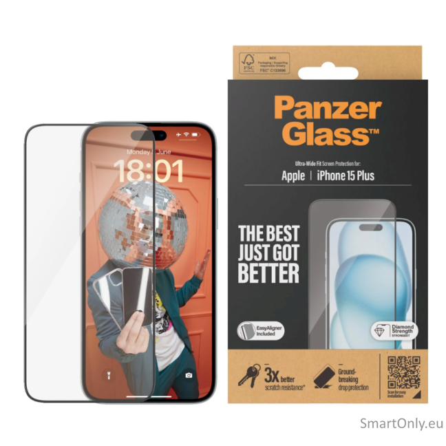 PanzerGlass Screen protector, Apple, IPhone 15 Plus, Glass, Transparent PanzerGlass Screen protector, Apple, IPhone 15 Plus, Glass, Transparent