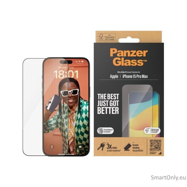 PanzerGlass Screen protector, Apple, IPhone 15 Pro Max, Glass, Transparent 3 PanzerGlass Screen protector, Apple, IPhone 15 Pro Max, Glass, Transparent 3