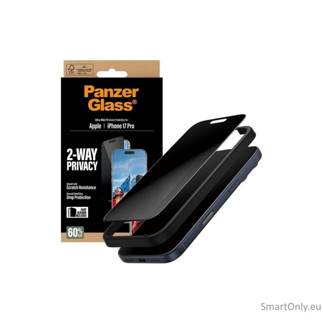 PanzerGlass Screen protector | Apple | iPhone 17 Pro | Glass | Transparent | Ultra-Wide Fit w. EasyAligner 10 PanzerGlass Screen protector | Apple | iPhone 17 Pro | Glass | Transparent | Ultra-Wide Fit w. EasyAligner 10