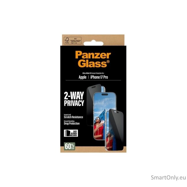 PanzerGlass Screen protector | Apple | iPhone 17 Pro | Glass | Transparent | Ultra-Wide Fit w. EasyAligner 9 PanzerGlass Screen protector | Apple | iPhone 17 Pro | Glass | Transparent | Ultra-Wide Fit w. EasyAligner 9