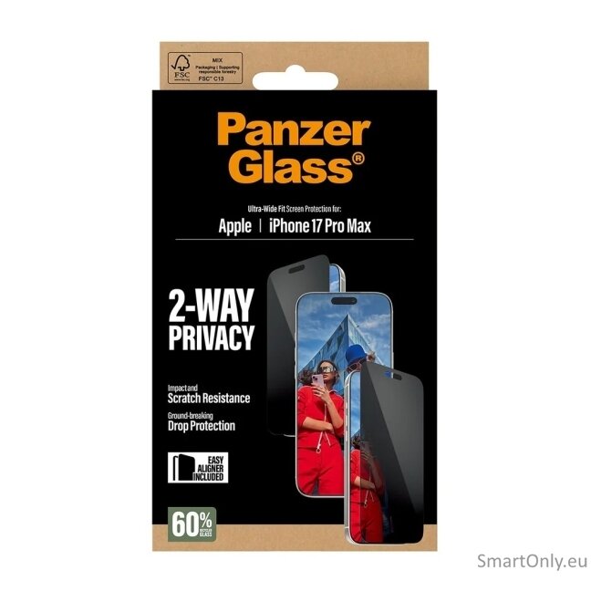 PanzerGlass Screen protector | Apple | iPhone 17 Pro Max | Glass | Transparent | Ultra-Wide Fit w. EasyAligner 3 PanzerGlass Screen protector | Apple | iPhone 17 Pro Max | Glass | Transparent | Ultra-Wide Fit w. EasyAligner 3