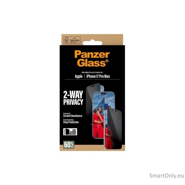 PanzerGlass Screen protector | Apple | iPhone 17 Pro Max | Glass | Transparent | Ultra-Wide Fit w. EasyAligner 9 PanzerGlass Screen protector | Apple | iPhone 17 Pro Max | Glass | Transparent | Ultra-Wide Fit w. EasyAligner 9