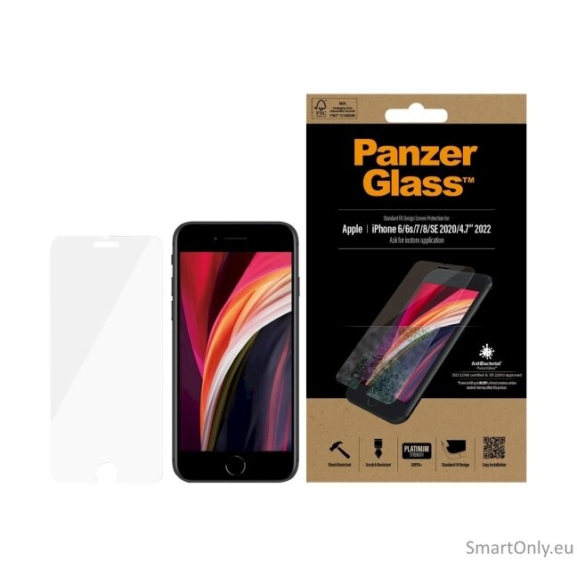 PanzerGlass Screen Protector, Iphone 6/6s/7/8/SE (2020), Glass, Crystal Clear, Rounded edges 2 PanzerGlass Screen Protector, Iphone 6/6s/7/8/SE (2020), Glass, Crystal Clear, Rounded edges 2