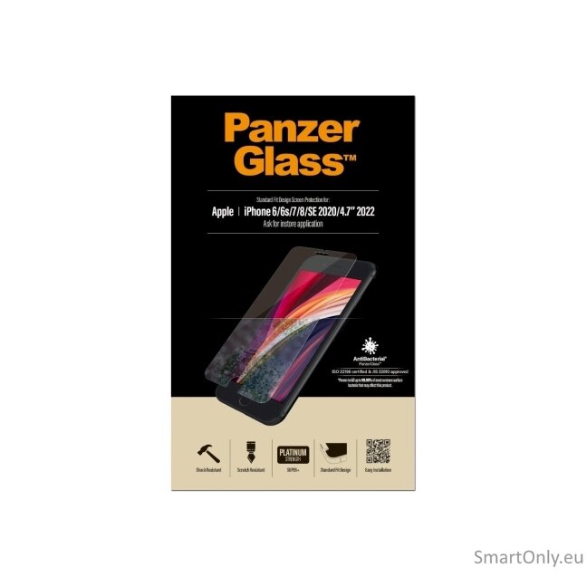 PanzerGlass Screen Protector, Iphone 6/6s/7/8/SE (2020), Glass, Crystal Clear, Rounded edges 3