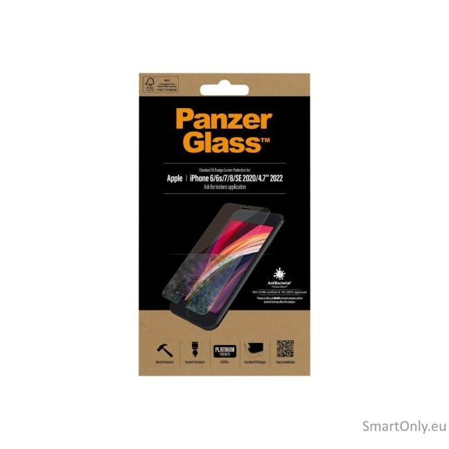PanzerGlass Screen Protector, Iphone 6/6s/7/8/SE (2020), Glass, Crystal Clear, Rounded edges 4 PanzerGlass Screen Protector, Iphone 6/6s/7/8/SE (2020), Glass, Crystal Clear, Rounded edges 4