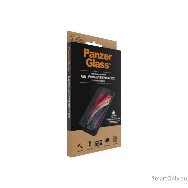 PanzerGlass Screen Protector, Iphone 6/6s/7/8/SE (2020), Glass, Crystal Clear, Rounded edges 5