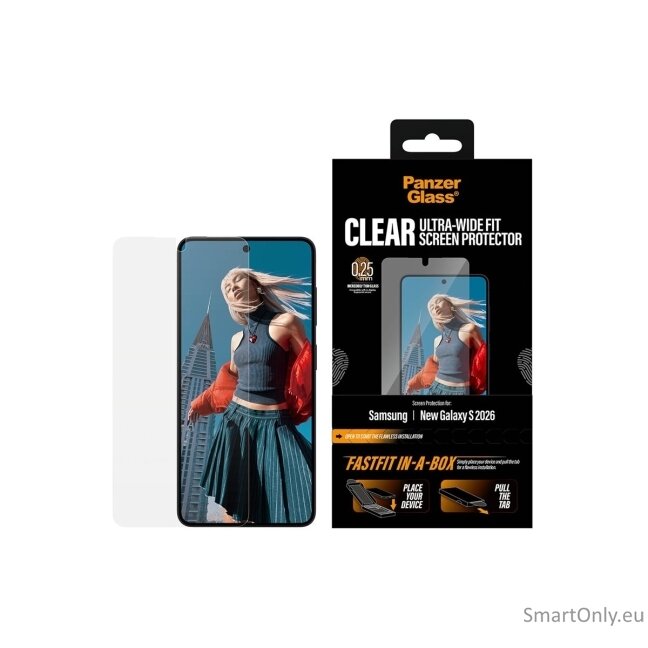PanzerGlass Screen Protector Samsung New Galaxy S26 | Ultra-Wide Fit w. FASTFIT IN-A-BOX | PanzerGlass PanzerGlass Screen Protector Samsung New Galaxy S26 | Ultra-Wide Fit w. FASTFIT IN-A-BOX | PanzerGlass