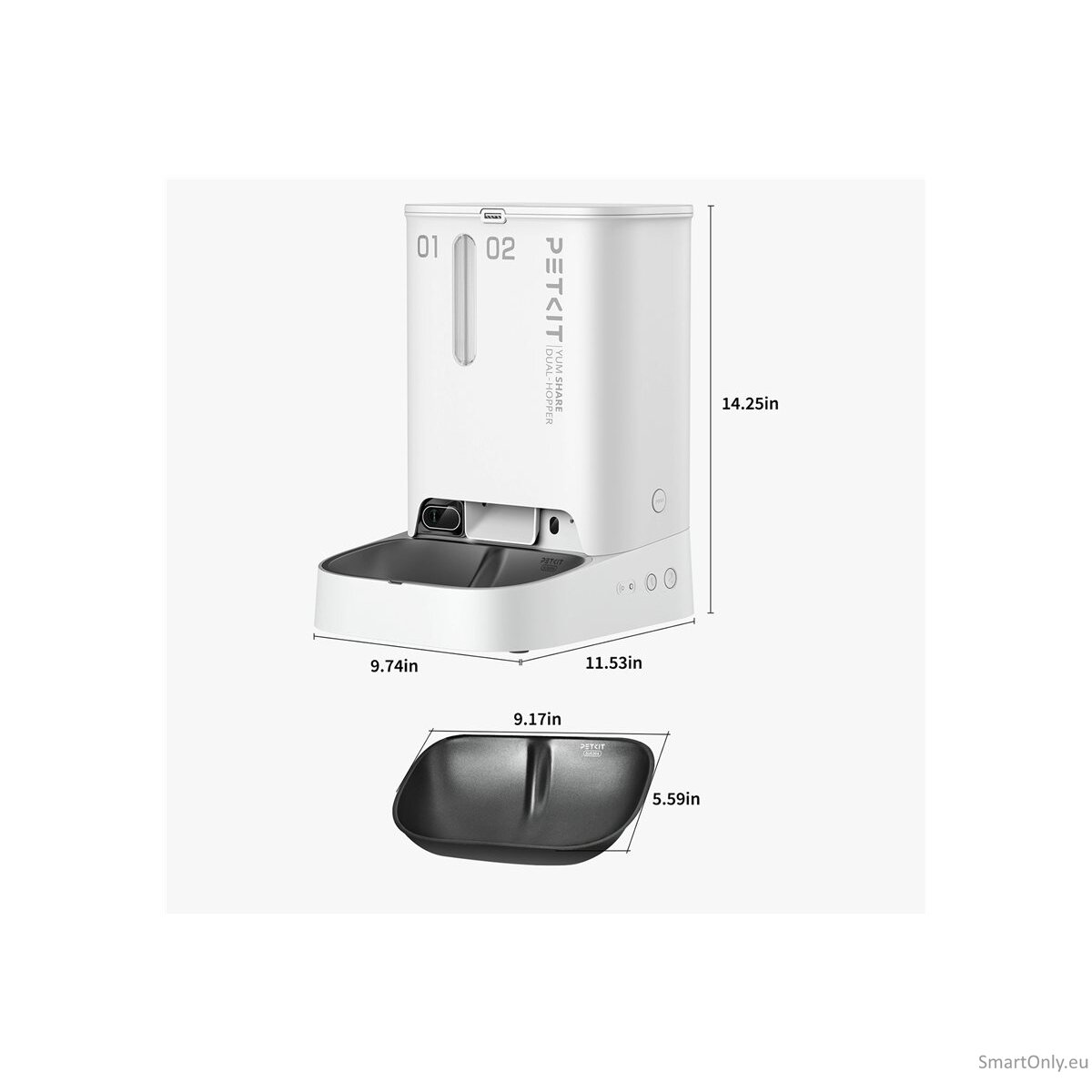 PETKIT | Feeder with Camera | P591 YumShare Dual-hopper | Capacity 2+3 L | White 8