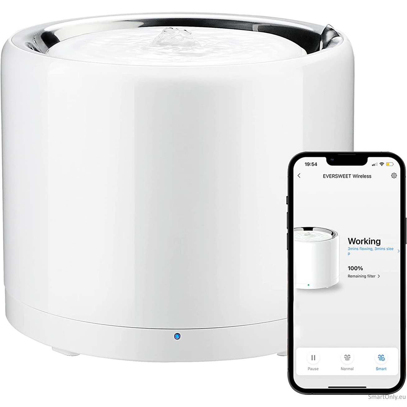petkit-smart-pet-drinking-fountain-w4x-eversweet-wireless-wireless-pump-capacity-18-l-material-stainless-steel-abs-white