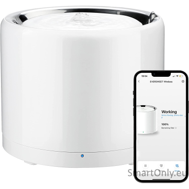 PETKIT Smart Pet Drinking Fountain W4X Eversweet Wireless (Wireless Pump) Capacity 1.8 L, Material Stainless Steel, ABS, White