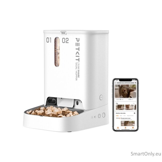 PETKIT | Feeder with Camera | P591 YumShare Dual-hopper | Capacity 2+3 L | White 7