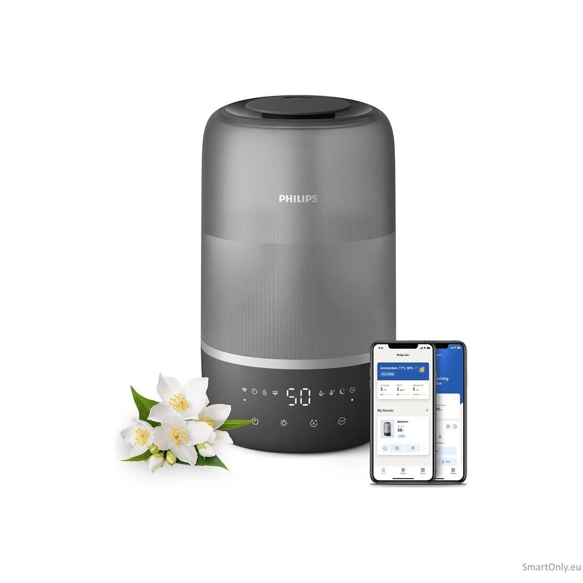 Philips | Humidifier | HU1510/03 Series 1000 | 19.6 W | Water tank capacity 3 L | Suitable for rooms up to 41 m² | Ultrasonic | Humidification capacity 275 ml/hr | Grey/Silver Philips | Humidifier | HU1510/03 Series 1000 | 19.6 W | Water tank capacity 3 L | Suitable for rooms up to 41 m² | Ultrasonic | Humidification capacity 275 ml/hr | Grey/Silver