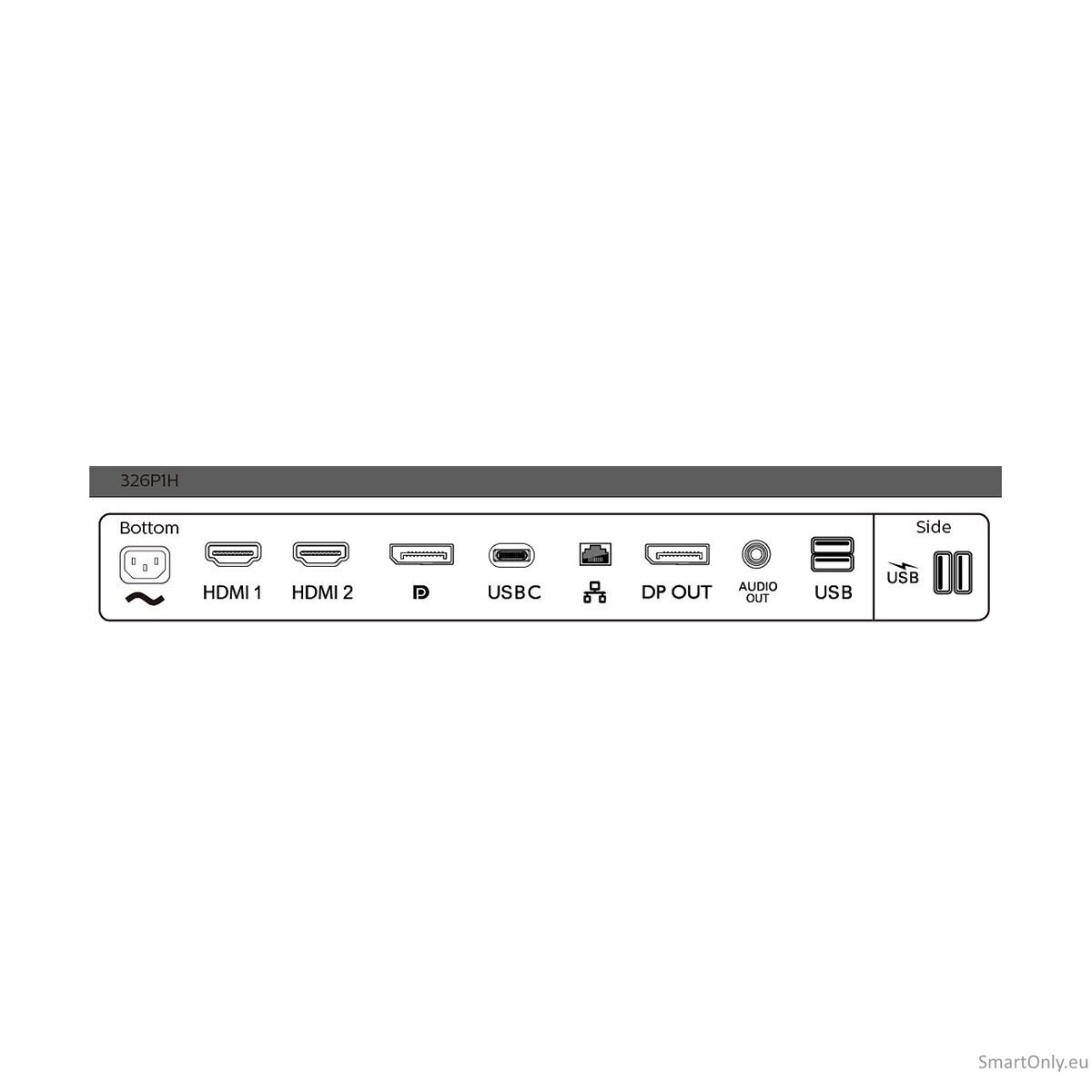 Philips | LCD monitor with USB-C Dock | 326P1H/00 | 31.5 " | IPS | QHD | 16:9 | 75 Hz | 4 ms | 2560 x 1440 pixels | 350 cd/m² | HDMI ports quantity 2 | Black 23