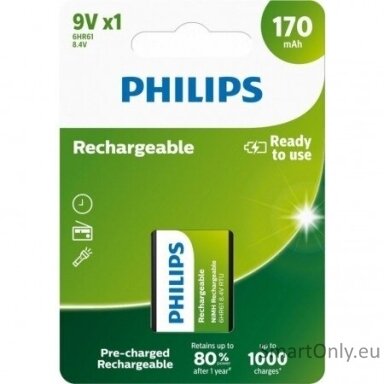 Philips HR22 9V 170mAh Rechargeable batteries 1pcs Philips HR22 9V 170mAh Rechargeable batteries 1pcs