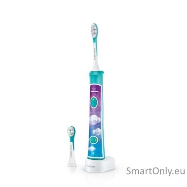 Philips Sonic Electric toothbrush HX6322/04 For kids, Rechargeable, Sonic technology, Teeth brushing modes 2, Number of brush heads included 2, Aqua Philips Sonic Electric toothbrush HX6322/04 For kids, Rechargeable, Sonic technology, Teeth brushing modes 2, Number of brush heads included 2, Aqua