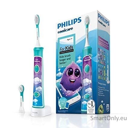 Philips Sonic Electric toothbrush  HX6322/04 For kids, Rechargeable, Sonic technology, Teeth brushing modes 2, Number of brush heads included 2, Aqua 1