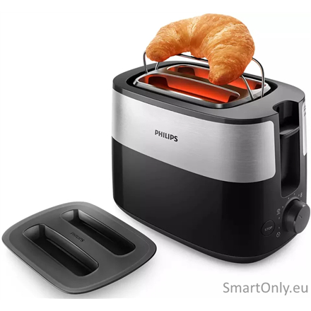 Philips | Toaster | HD2517/90 Daily Collection | Power 830 W | Number of slots 2 | Housing material Plastic | Black/Stainless Steel 4