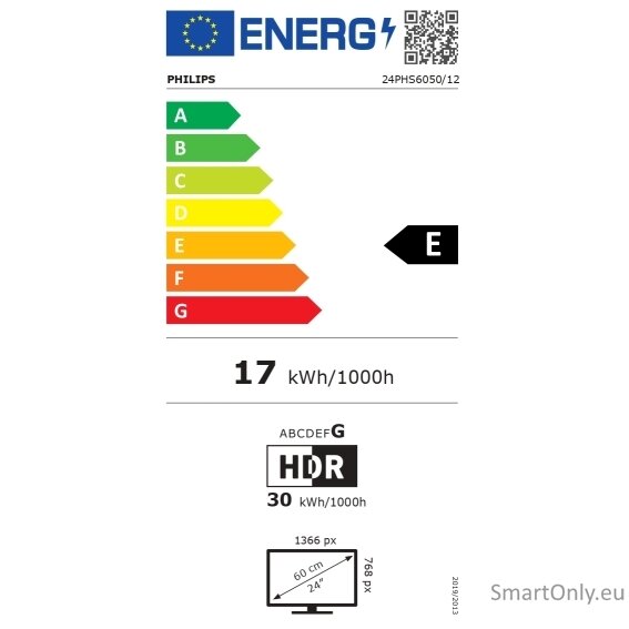 Philips | 2K LED TV | 24PHS6050/12 | 24 | Titan OS | Smart TV | HD | Black