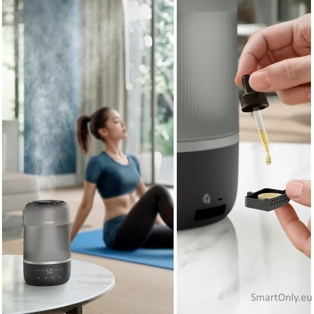 Philips | Humidifier | HU1510/03 Series 1000 | 19.6 W | Water tank capacity 3 L | Suitable for rooms up to 41 m² | Ultrasonic | Humidification capacity 275 ml/hr | Grey/Silver 5