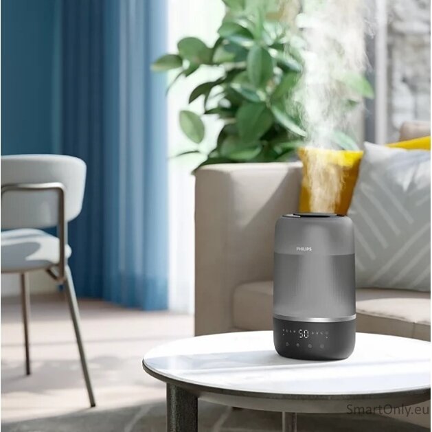 Philips | Humidifier | HU1510/03 Series 1000 | 19.6 W | Water tank capacity 3 L | Suitable for rooms up to 41 m² | Ultrasonic | Humidification capacity 275 ml/hr | Grey/Silver 3