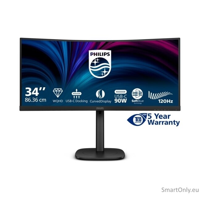 Philips | 34B2U3600C/00 | 34 " | VA | 21:9 | 60 Hz | 4 ms | 3440 x 1440 pixels | 300 cd/m² | HDMI ports quantity 1 | Black 27