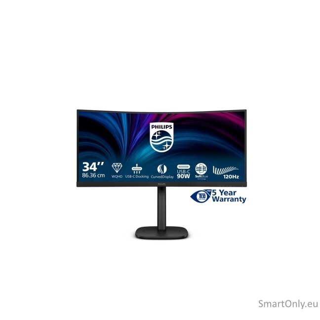 Philips | 34B2U3600C/00 | 34 " | VA | 21:9 | 60 Hz | 4 ms | 3440 x 1440 pixels | 300 cd/m² | HDMI ports quantity 1 | Black 45