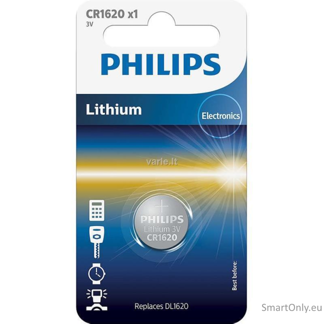 Philips CR1620 baterijos 1 vnt. Philips CR1620 baterijos 1 vnt.