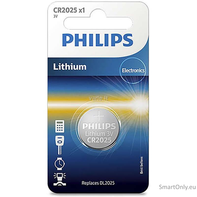 Philips CR2025 baterijos 1 vnt. Philips CR2025 baterijos 1 vnt.