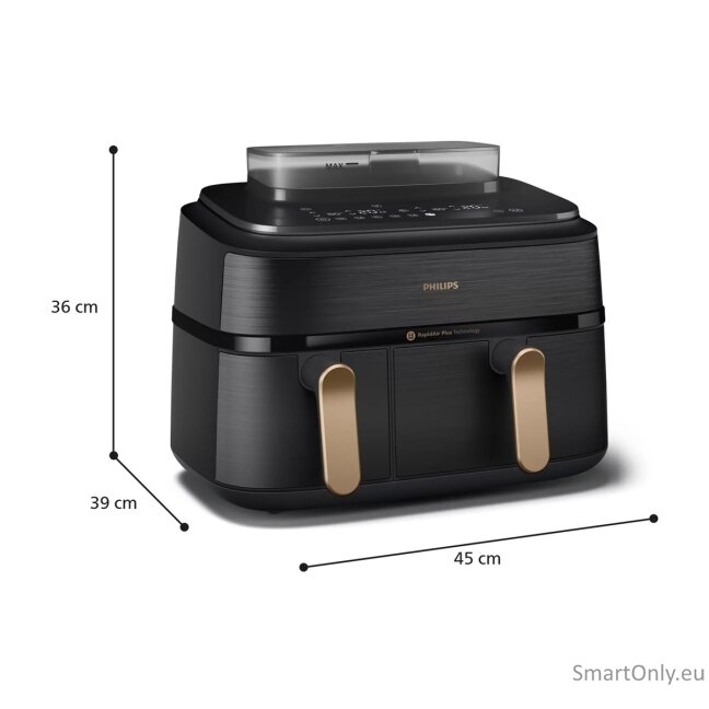 Philips Dual Steam Air Fryer | NA552/00 5000 Series | Power 2750 W | Capacity 9 L | RapidAir Plus | Black 4