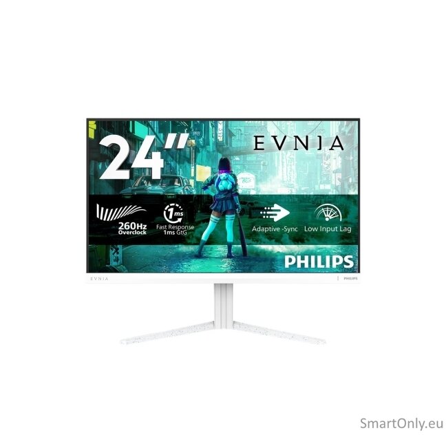 Philips Evnia 24M2N3201P/00 | 24 " | Fast IPS | FHD | 16:9 | 260 Hz | 1 ms | 1920 x 1080 pixels | 300 cd/m² | HDMI ports quantity 1 | White 18