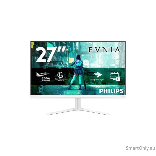 Philips Evnia 27M2N3201PL/00 | 27 " | Fast IPS | FHD | 16:9 | 260 Hz | 1 ms | 1920 x 1080 pixels | 300 cd/m² | HDMI ports quantity 1 | White 21 Philips Evnia 27M2N3201PL/00 | 27 " | Fast IPS | FHD | 16:9 | 260 Hz | 1 ms | 1920 x 1080 pixels | 300 cd/m² | HDMI ports quantity 1 | White 21
