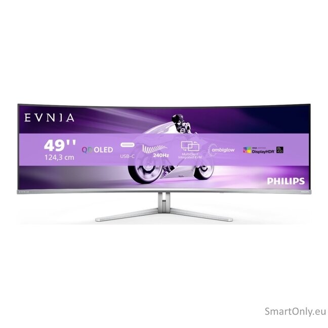 Philips | Gaming Monitor | 49M2C8900/00 | 48.9 " | 32:9 | 240 Hz | 0.03 ms | 5120 x 1440 pixels | 450 cd/m² | HDMI ports quantity 2 59 Philips | Gaming Monitor | 49M2C8900/00 | 48.9 " | 32:9 | 240 Hz | 0.03 ms | 5120 x 1440 pixels | 450 cd/m² | HDMI ports quantity 2 59