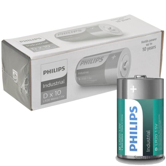 Philips LR20 D Industrial baterijos 10 vnt. Philips LR20 D Industrial baterijos 10 vnt.
